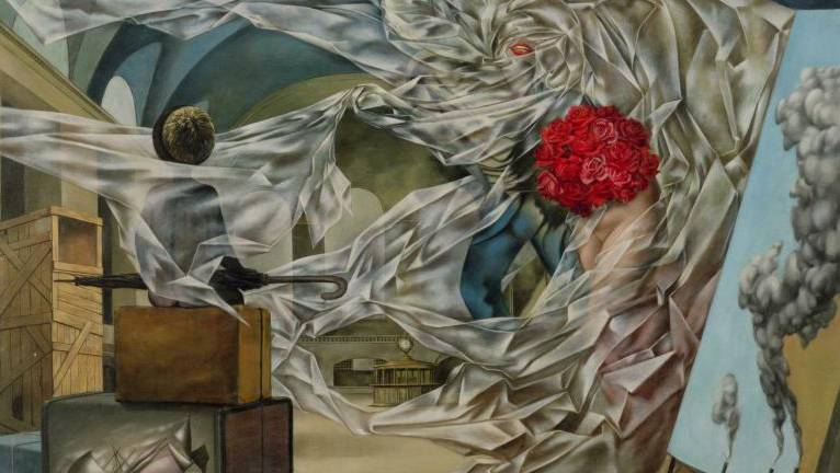 Dorothea TANNING, Un tableau très heureux (détails), 1947, huile sur toile, Musée National d’Art Moderne – Centre Pompidou